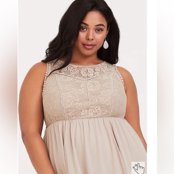 Blush Colored Torrid Size 2 Lace Bust Chiffon Dress - Picture 9 of 9
